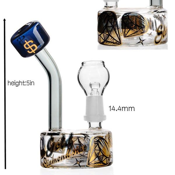 5 inch mini glass hookah recycler oil rig water bongs dab rigs smoking pipe with delicate patterns and bowl or banger Joint 14mm