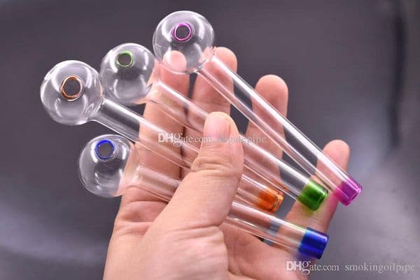 4 Color Handcraft Pyrex Glass Oil Burner Pipe Mini Smoking Hand Pipes Thick Glass oil nail Pipe Free Shipping