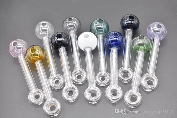 Mini Pyrex Glass Pipes Oil Burner Pipe Smoking Accessories Beautiful Colored Pink Purple Glass Spoon Pipe Hand Pipes for smoking