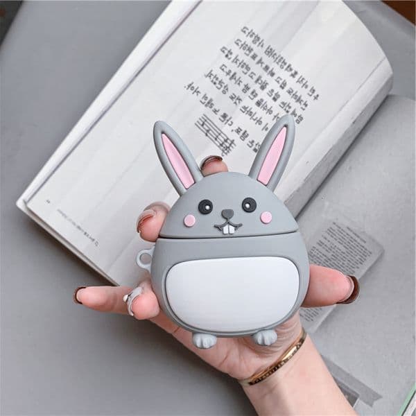1 2 Cartoon Small Ash Rabbit Airpods/ Headset Set Apple Bluetooth Iphone Protect Sheath Silica Gel Apply