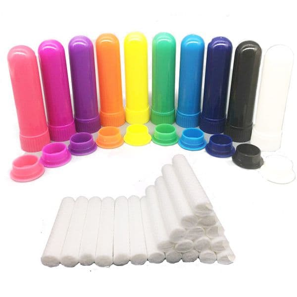 100 Sets Colored Essential Oil Aromatherapy Blank Nasal Inhaler Tubes Diffuser With High Quality Cotton Wicks