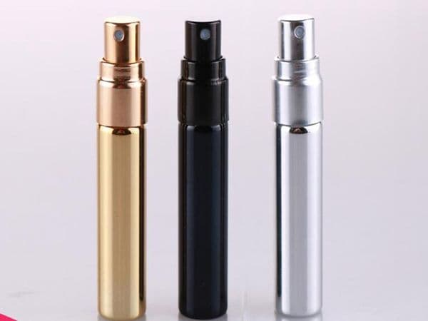 5ML portable sample glass bottle with gold and silver lid transparent glass spray bottle empty transparent refillable perfume atomizer