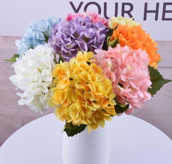 DHL free Artificial Silk Hydrangea Big Flower 7.5" Fake White Wedding Flower Bouquet for Table Centerpieces Decorations 19colors GB800