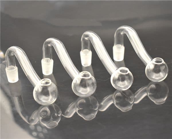 Hot on sale 10mm male clear thick pyrex glass oil burner water pipes for oil glass bongs thick big bowls for smoking