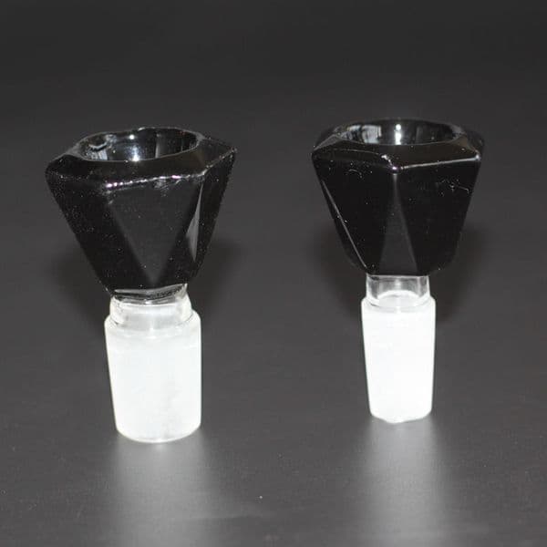 Black Diamond Shape Glass Bowls For Bong polygon bowl Diamond male 14.4mm and 18.8mm for Water Pipes Oil