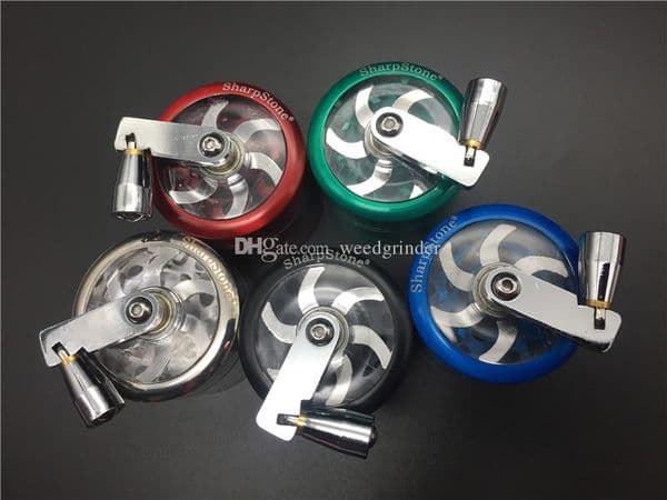 50mm Metal hand crank grinder Sharpstone herb grinder with handle metal herbal Sharp stone smoking Grinder For smoking