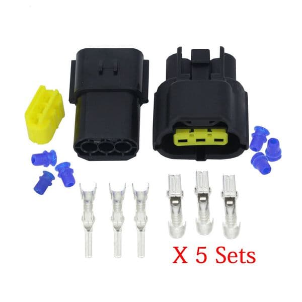 5 Sets 3 Pin Denso 1.8 Waterproof Connector DJ70316Y-1.8-11/21 Automotive Oxygen Sensor Electrical Wire Plug Connector