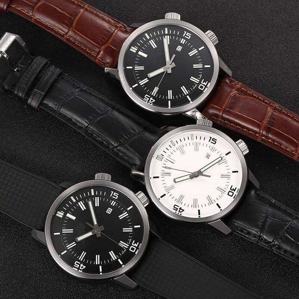 Hot sale man watch mechanical watch automatic movement black dial leather strap wristwatch for man 038