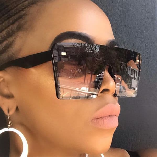 Rimless Oversized Sunglasses Women men fashion Red black connected piece sunglasses ladies big box eyeglasses Gradient rice nail sun glasses