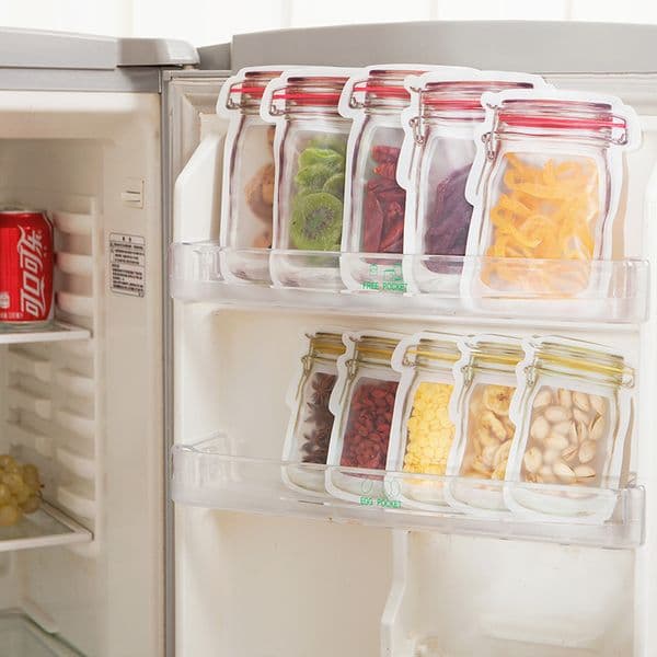 Kitchen Food Fresh Storage Bag Reusable Refrigerator Fresh Bags Jar Zipper Silicone Freezer Container