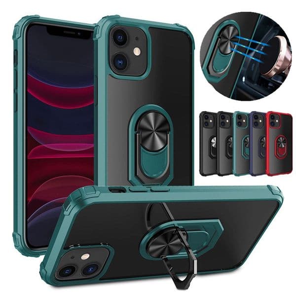 Clear Ring Holder PC Phone Case For iPhone 11 Pro Max XS MAX XR X Transparent Protector Hard Back Cover Magnetic Car Mount