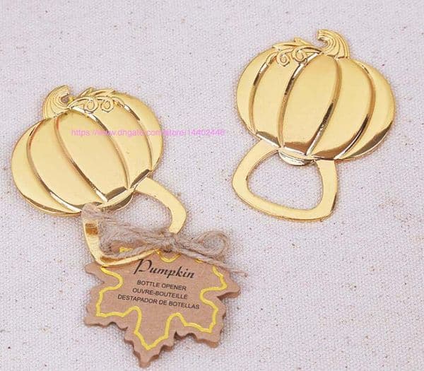 100pcs Gold Color Metal Fall Autumn Pumpkin Bottle Opener Operners Anniversary Bridal Wedding Party Favor gift gifts
