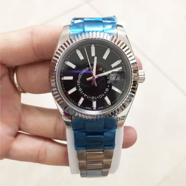 New Mens Automatic Deweller Watch Mechanical Calendar 42mm Watch Stainless Steel Sky Mens Business Wristwatch