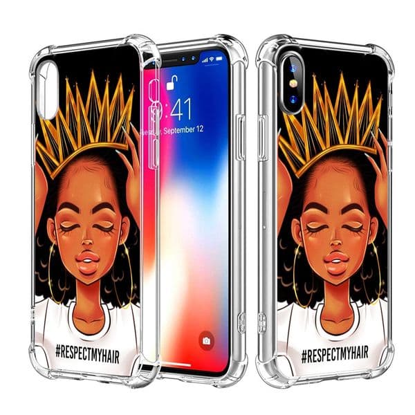 African American Afro Girls Women Black Hair case For iPhone 12 mini 11 Pro X XS XR Max 6 6S 7 Plus iPhone 8 Plus Case