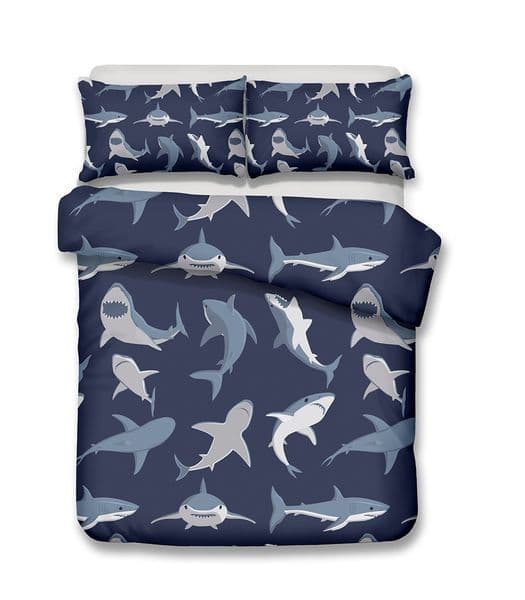 3D Bedding set Grey Mini Shark Print Duvet cover set lifelike bedclothes with pillowcase bed set home Textiles