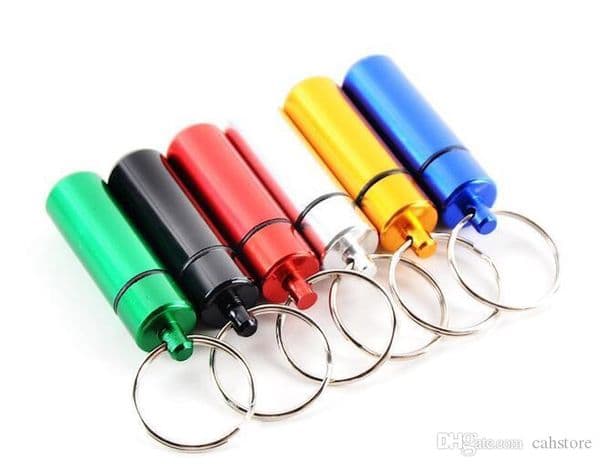 Portable Travel aluminum alloy Waterproof Pill Case box KeyChain Medicine Storage pill container tobacco Bottle Holder Herb wax Container