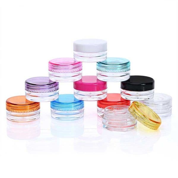 Lip Balm Containers 3g/5g Clear Round Cosmetic Pot Jars with Black Clear Multicolor Screw Cap Lids And Small Tiny Bottle 3x1.6cm