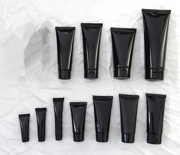 Black Empty PE Plastic Hand Cream Container, Squeeze Cosmetic Soft Hose Tubes, Portable Cosmetic tube with Screw cap