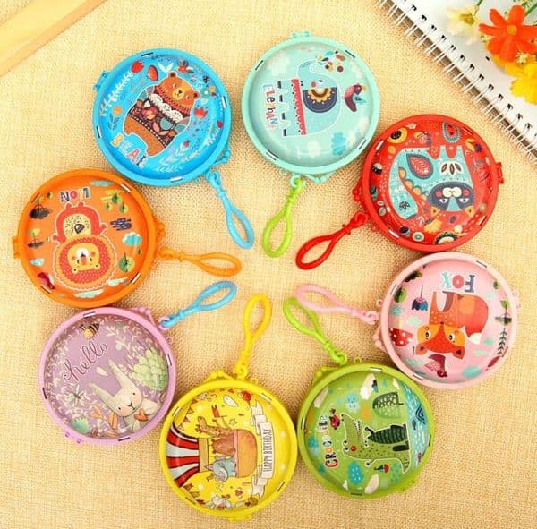 Cartoon crocodile Round Coin Bag Farm Animals fox Hare Organizer Holder Case Gift Wrap kids Birthday Party Favor