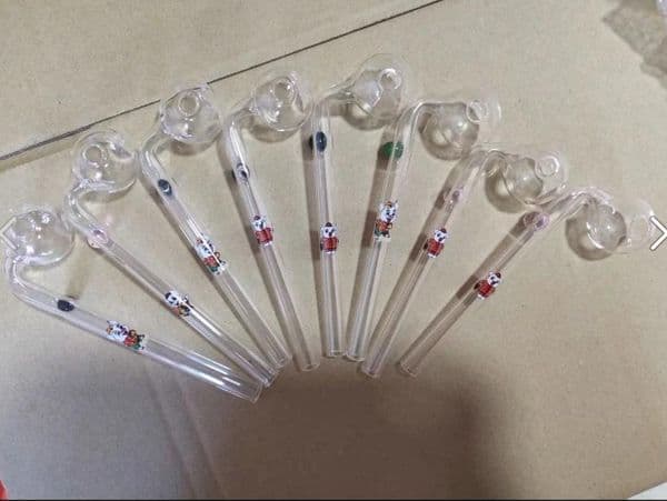 Smoking pipes hookah Oil Burner Pipes Smokings Glass Bowl Cartoon printed pig glass long curved pot