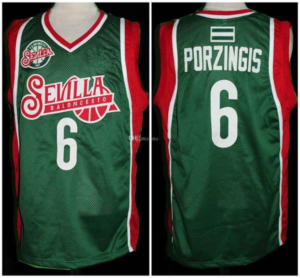 Kristaps Porzingis #6 Sevilla Baloncesto Euro Latvia Retro Basketball Jersey Mens Stitched Custom Number Name Jerseys