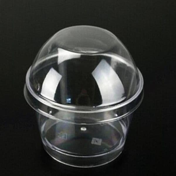1000Sets Plastic Round Dome Lid Tiramisu Muffin Cake Cups Clear Home DIY Dessert Baking Tools Brand New