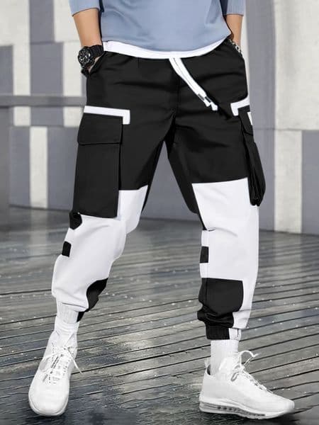 WOZK men's fashion workwear pants men's summer American fashion brand multi pocket drawstring casual pants work