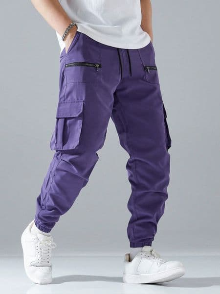WOZK Men's Fashion Work Pants Multi Pocket Sports Tactical Pants Leg Tight Casual Pants designer