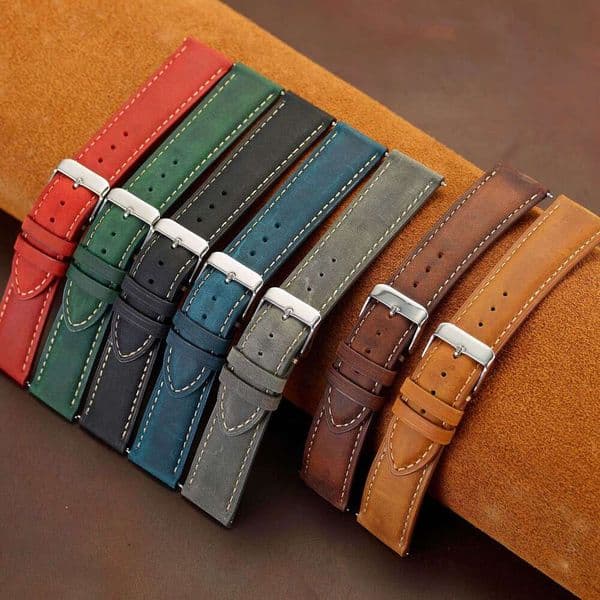 14/16/18/20/22/24 New Crazy Horse Top Layer Cowhide Watch Strap Unisex Genuine Leather Universal Quick Release