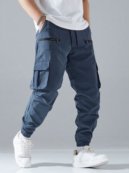 WOZK Men's Fashion Work Pants Multi Pocket Sports Tactical Pants Leg Tight Casual Pants