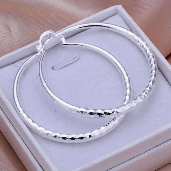 925 Silver Big Earring Women Lady 5cm Circle Top Quality Fashion Wedding Beautiful Jewelry