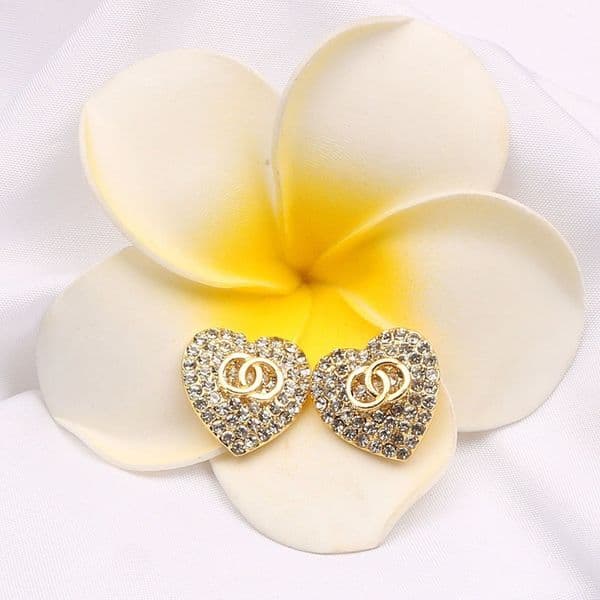 Luxury Female Crystal Rhinestone Earrings Fashion Heart Designer Earrings Jewelry Stud Earrings Gift For Women
