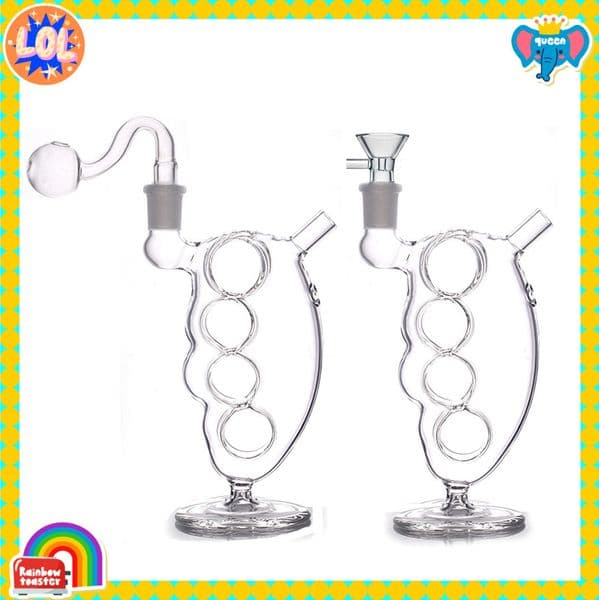 Creative mini Smoking Bong Colorful Pyrex Thick Glass Hookah Pipes Desktop Stand Finger Bubbler Herb Tobacco Glass 14mm Male Filter Bowl Waterpipe Cigarette Holder