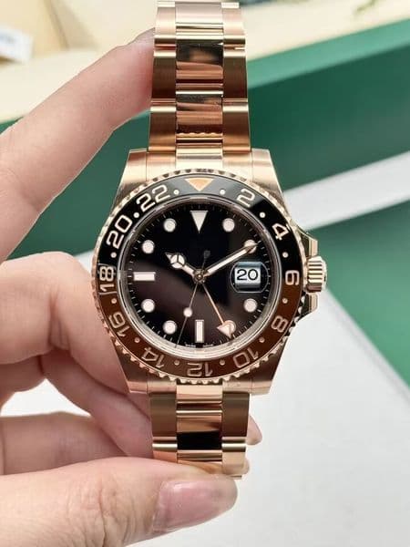 Men Watch 40mm Top Quality Auto GMT 18k rose Gold Ceramic Bezel 126715 Mechanical Cal.3285 Movement Sapphire Waterproof Watches Box/Papers