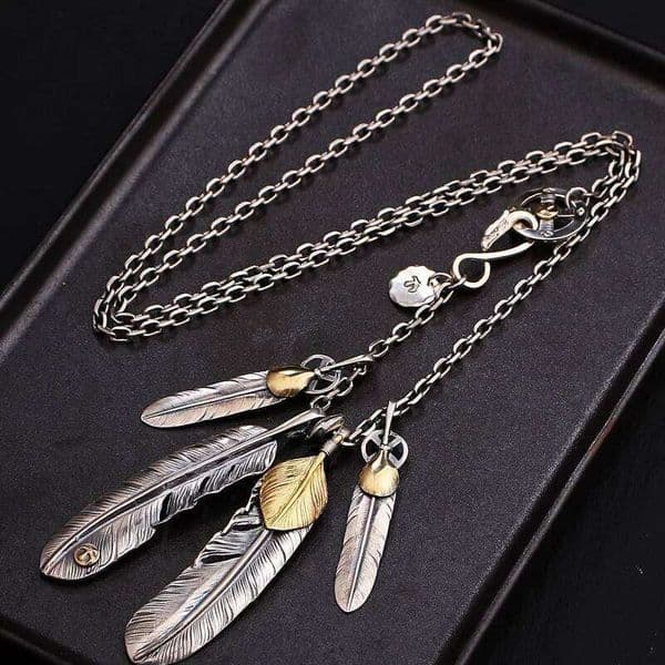 Classic Feather Necklace Set Hip Hop Punk Style Chains Exquisite Pendant Men Business and Domineering Banquet Jewelry