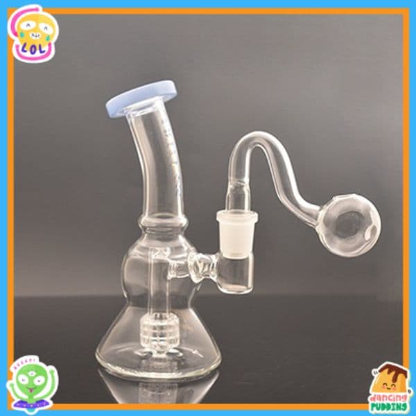 Wholesale MIni Travel water oil burner Bong Colorful Thick heady Glass Hookah Pipes Bubbler with 14mm male smoking tobacco bowl