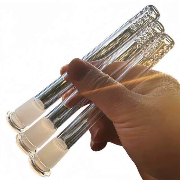 Fire Cut Percolated Glass Downstem Slider 18mm to 14mm Bong Stem Replacement Diffuser with Tiny Holes Percolator