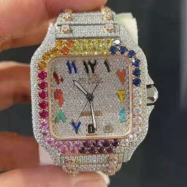 Custom Design Men's Luxury Mechanical Moissanite Diamond Watch Analog Glass Window ETA Movement Hip Hop Stainless Steel Jewelry