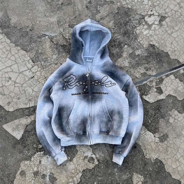 3D Digital Printing European American Foreign Trade Handmade Vintage Tie-Dye Gradient High-End Cool Zipper Hoodie Jacket for Men and Women