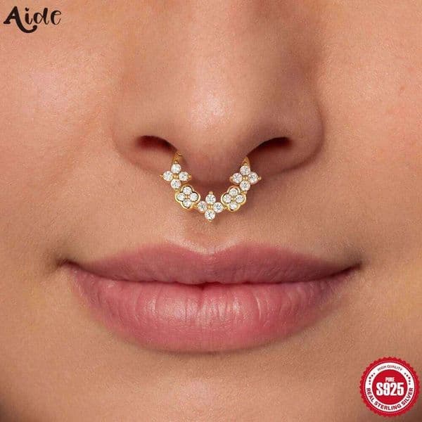 Aide 925 Sterling Silver Fashion Round Rings for Women Men Body Nose Cartilage Hoop Earrings Jewelry Piercing 1pc
