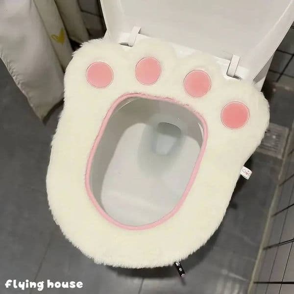 Bestseller Cute Bear Paw Plush Cushion Four Seasons Universal Mat Household Adhesive Toilet Seat Cover for Bathroom Decor ddmytues