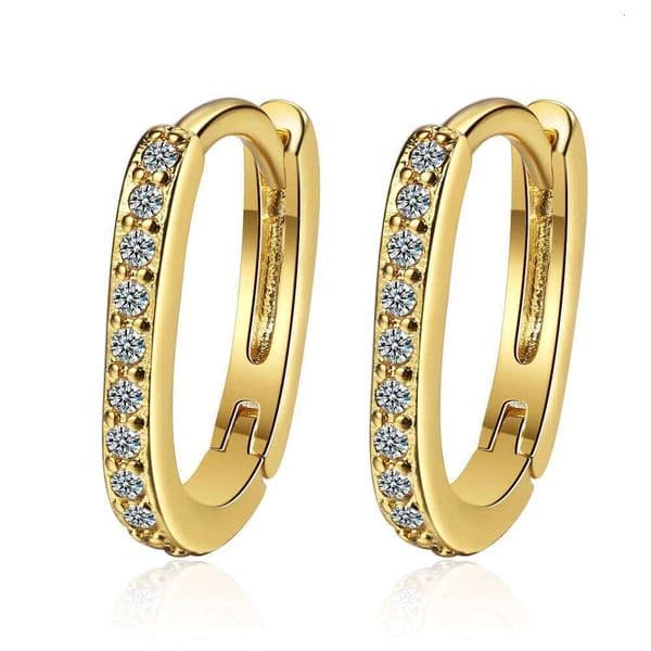 New 925 Sterling Silver Geometric Simple 18K Gold Earrings Inlaid Crystal Zircon Woman Charm Jewelry Gift