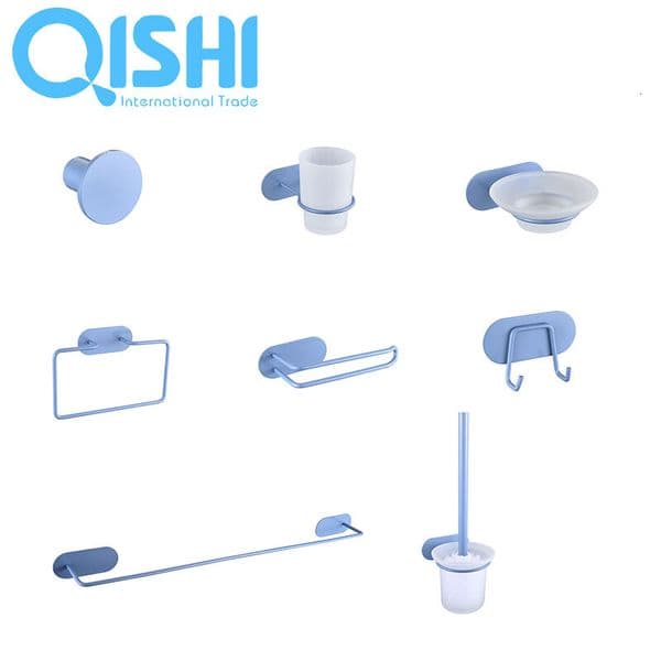Light blue Bathroom Hardware Kit - Towel Rack Tissue Holder Soap Dish Coat Hooks for Bathroom Decor