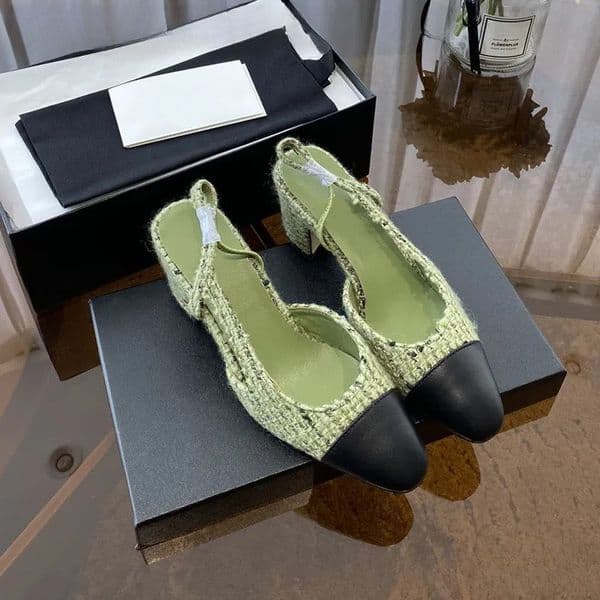 New Denim Slingback Thick Sandals Leather Sole Chunky Block Heels Flats Round Toe Women's Designers Wedding Dress Evening Shoes Factory