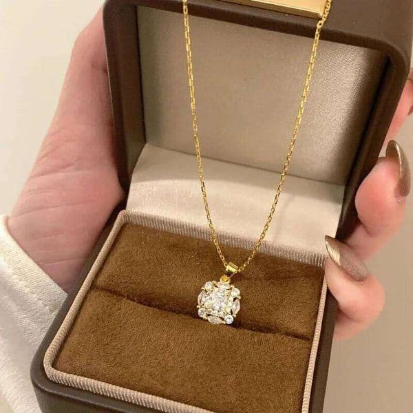 Creative fashion simple inlaid full diamonds square necklaces light luxury irregular sparkling pendant collar chain fine jewelry