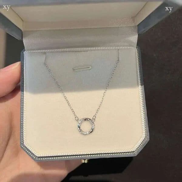 2026 Chocong Top Sell Irregular Circle Pendant Classical Jewelry Real 100% S999 Sterling Silver Pave Moissanite Diamond Party Sweet Cute Elegant Women Necklace