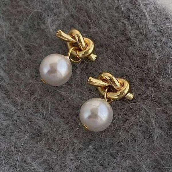 Real 925 Sterling Silver Pearl Pendant Knot Stud Earrings for Women Classic Fine Jewelry Minimalist Light Luxury Accessories