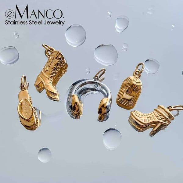 eManco14k Gold Pvd Plated Stainless Steel Boots Summer Charms Fashion Creativity Pendants Making Necklaces