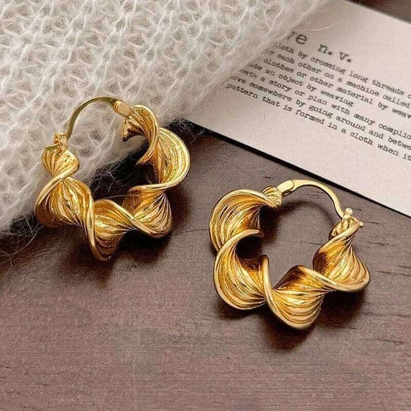 Real 925 Sterling Silver 18K Gold Twisted Spiral Geometric Hoop Earring for Women Minimalist Fine Jewelry Trendy Accessories