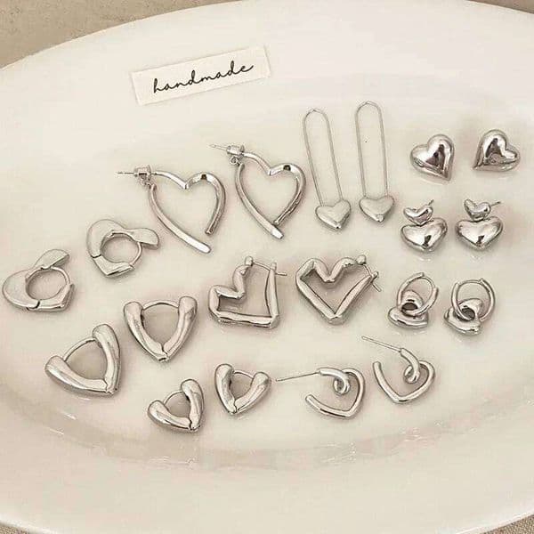 Real 925 Sterling Silver Minimalist Heart Hoop Earrings for Women Cute Sweet Cool Fine Jewelry Light Luxury Accessories